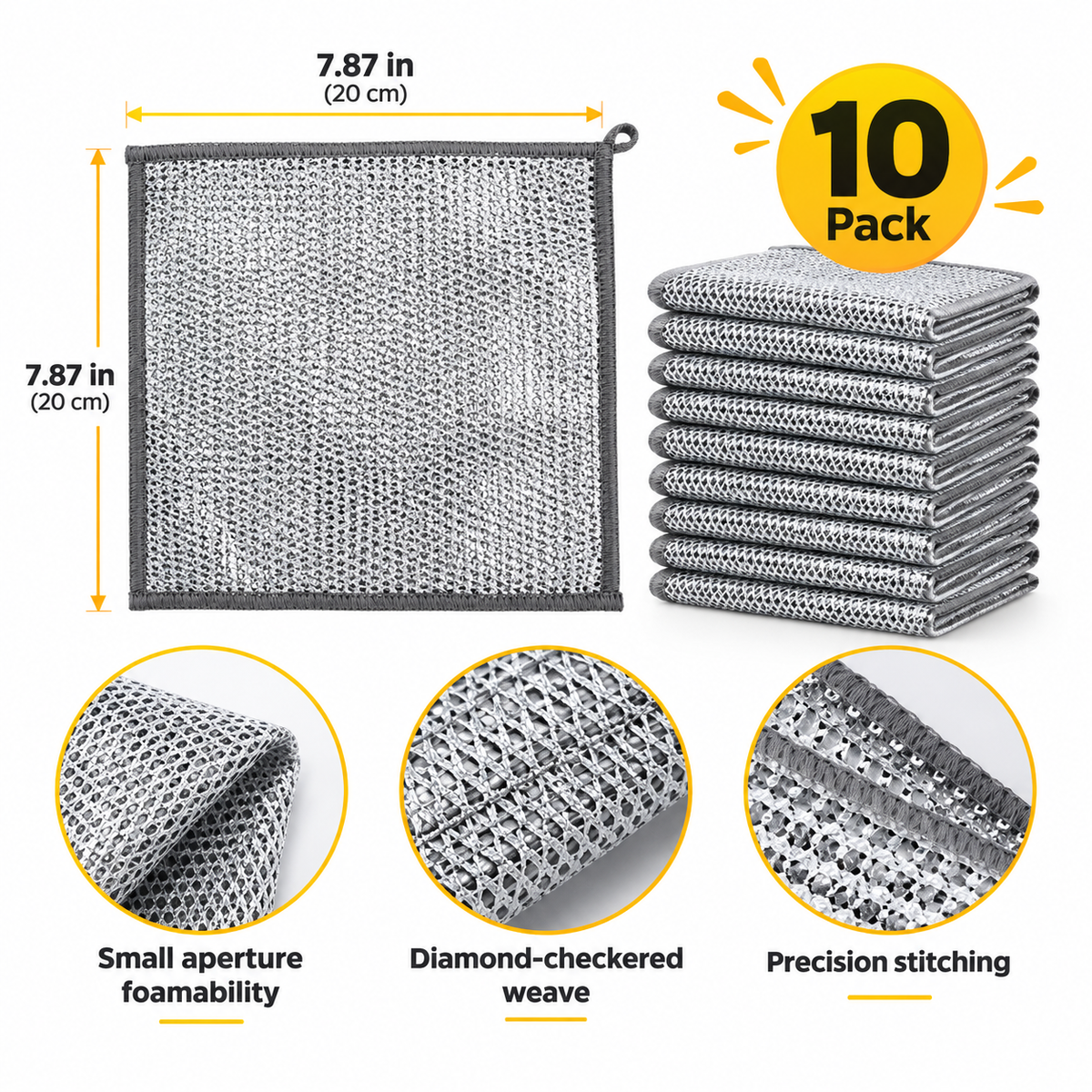 Swappy Two-Layer Non-Scratch Wire Cleaning Cloth – 10 Pcs